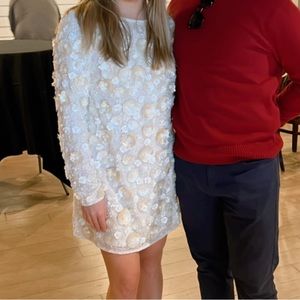 White ASOS flower mini dress only worn once. In perfect condition